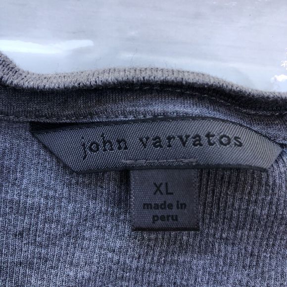 John Varvatos Men’s Size XL Gray Henley Ribbed Pullover Button Front Pima Cotton - Picture 6 of 13